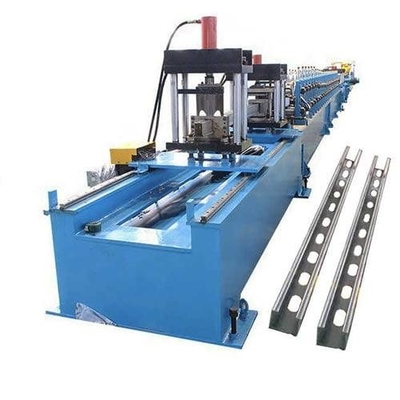 カスタマイズされたスロット式ユニストラットチャネルロール形成機械 溶接シームと70~90mmローラー直径